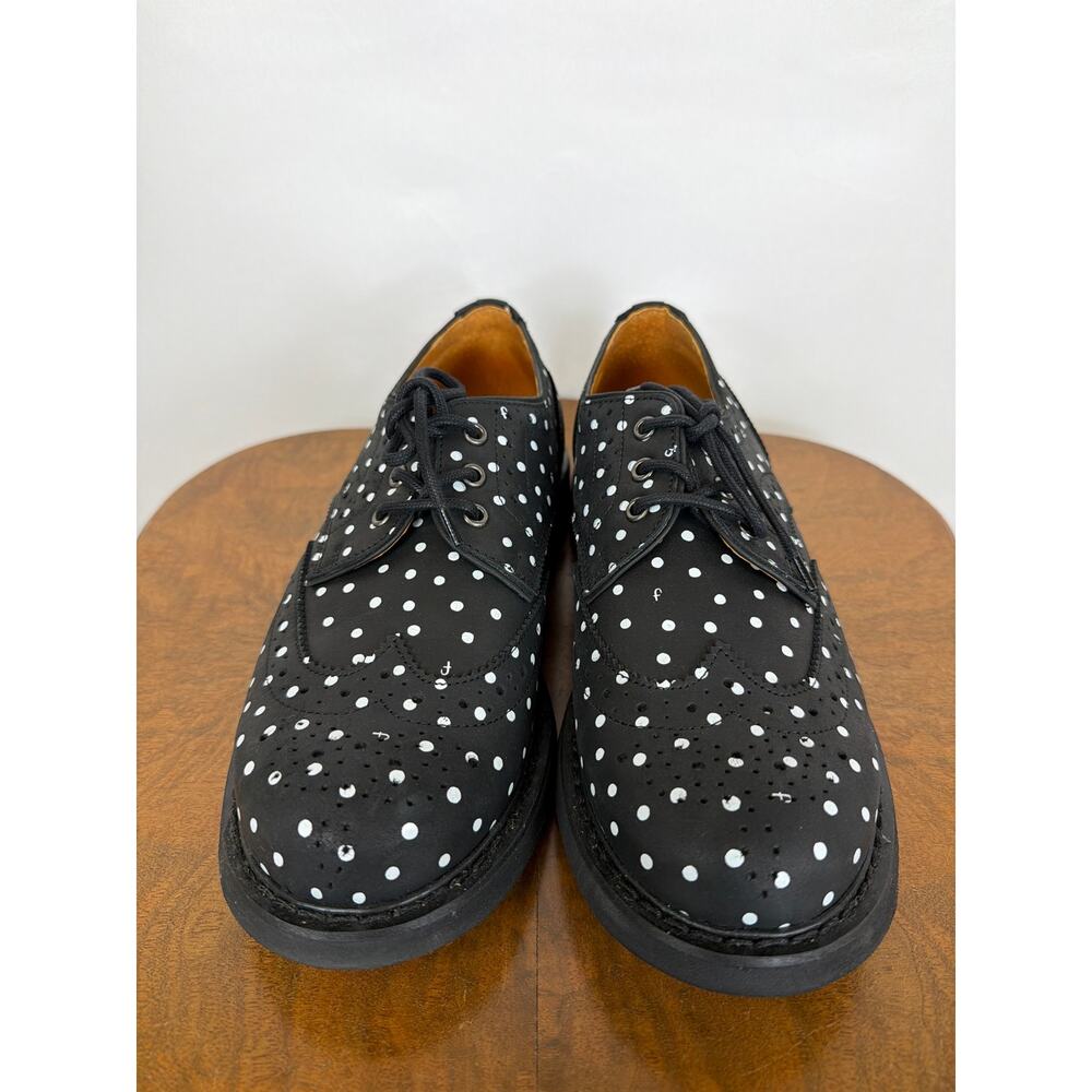 NIB John Fluevog Michael Black White Polka Dot Wingtip Oxford Shoes Box 10.5 - Picture 2 of 8
